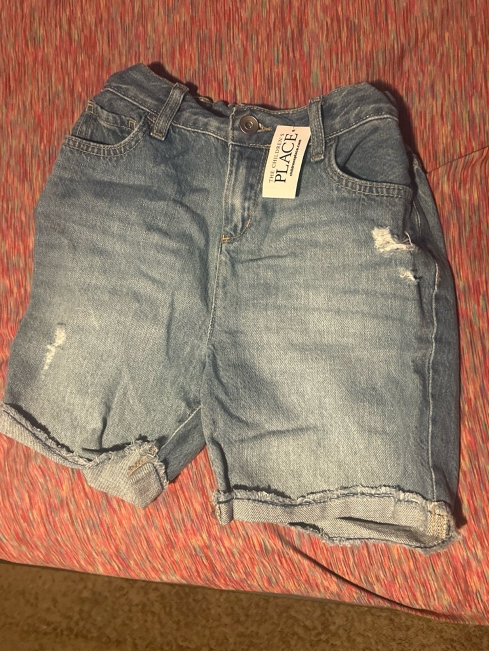 The Children's Place Light Blue Denim Distressed Girls Shorts